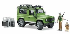 Bruder Land rover defender s figurkou myslivce