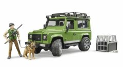 Bruder Land rover defender s figurkou myslivce