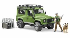 Bruder Land rover defender s figurkou myslivce