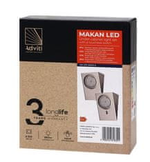 Orno Sada LED svítidel pod skříňku ADVITI AD-OM-6207L4, 2,5W 180lm 4000K, 2ks, INOX stříbrná