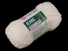 Kraftika 1ks (102) krémová nejsvět. pletací příze jeans bamboo 50 g,