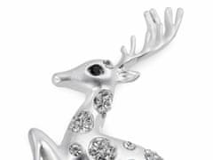 Kraftika 1ks stříbrná sv. brož s broušenými kamínky jelen