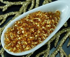 Kraftika 20g žlutá crystal gold silver lined české sklo kulatý