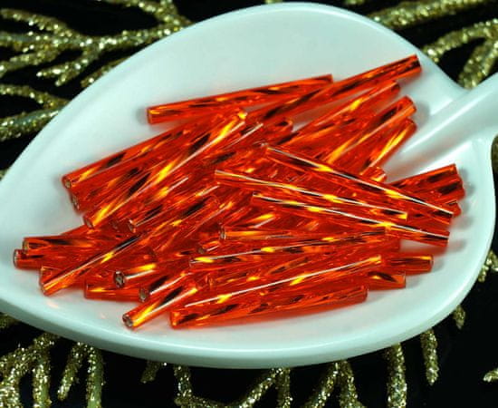 Kraftika 64pcs x 25 mm extra dlouhá orange silver lined halloween