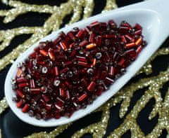 Kraftika 20g ruby red silver lined české skleněné trubice rokajl