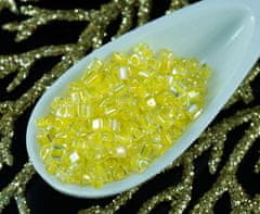 Kraftika 20g crystal yellow lined ab české sklo trojúhelník rokajl