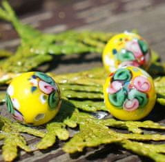 Kraftika Neprůhledný žlutý květ vinuté perle grace lampwork korálky,