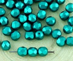 Kraftika 40pcs pastelové pearl teal green tyrkysová kulaté broušené