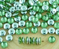 Kraftika 60pcs krystal olivový peridot green metallic silver půl