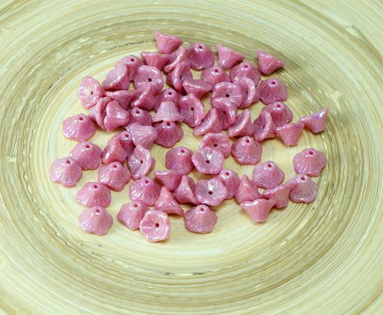 Kraftika 40pcs neprůhledné valentine pink iris české sklo bell