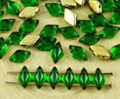 Kraftika 60pcs chryzolit crystal green metallic gold polovina matubo