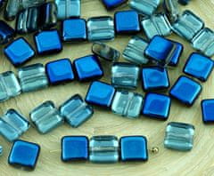 Kraftika 40pcs crystal metallic blue azure půl dlaždice jeden otvor