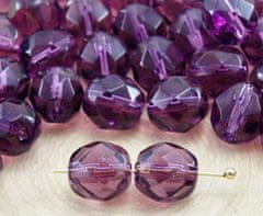 Kraftika 20ks crystal dark amethyst purple jasné kulaté broušené