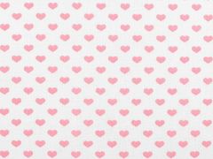 Kraftika 1m bílá růžová bavlněná látka srdce, ostatní motivy