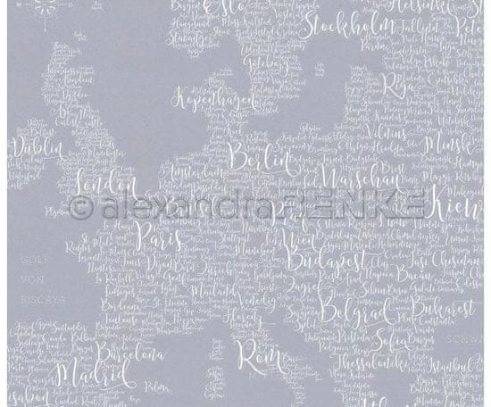 Kraftika Transparentní papír 30,5x30,5cm typo europe transparent