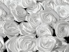 Kraftika 50ks bílá saténová růžička 13-15mm, saténové růže našití