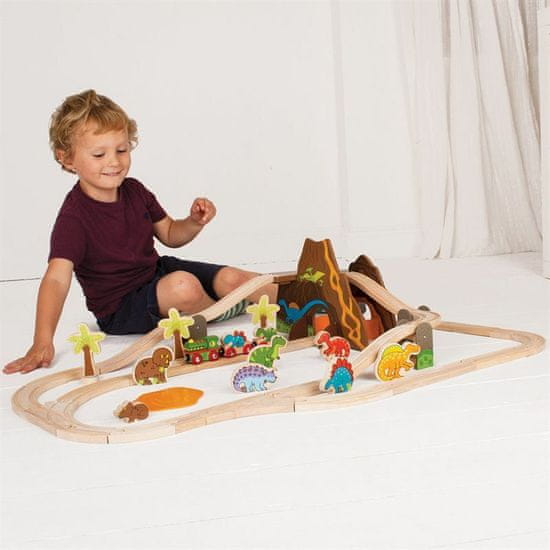 Bigjigs Rail Dřevěná vláčkodráha dinosauří