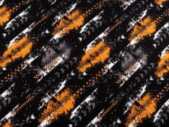 Kraftika 1m černá oranžová teplákovina bavlněná nepočesaná s