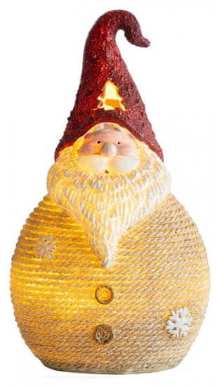 MAGIC HOME Santa kulatý střední, LED, polyresin, 3xAAA, 28,5 cm