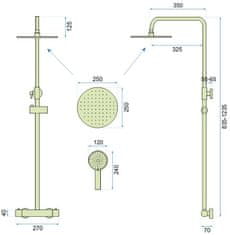 REA Sprchová baterie 150mm s termostatem vincent l.gold zlatá (REA-P8005)