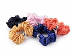 Kraftika 1ks růžová saténová scrunchie gumička do vlasů / náramek s