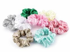 Kraftika 1ks šedá nejsv. saténová scrunchie gumička do vlasů