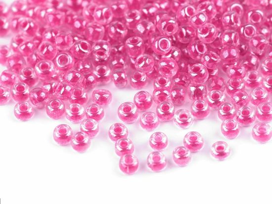 Kraftika 50g pink rokajl 8/0 - 3 mm s průtahem, korálky