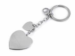 Kraftika 1ks platina srdce přívěsek na klíče / kabelku z nerezové
