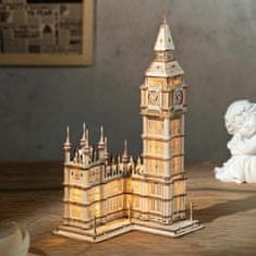 Robotime Dřevěné 3d puzzle hodinová věž big ben svítící