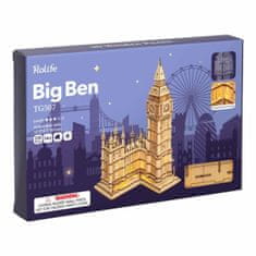 Robotime Dřevěné 3d puzzle hodinová věž big ben svítící