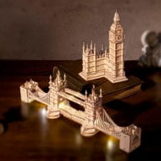 Robotime Dřevěné 3d puzzle hodinová věž big ben svítící