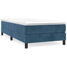 Greatstore Box spring postel s matrací tmavě modrá 100x200 cm samet