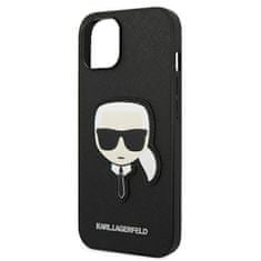 Karl Lagerfeld KLHCP14MSAPKHK hard silikonové pouzdro iPhone 14 PLUS 6.7" black Saffiano Karl`s Head Patch