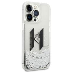 Karl Lagerfeld KLHCP14LLBKLCS hard silikonové pouzdro iPhone 14 PRO 6.1" silver Liquid Glitter Big KL