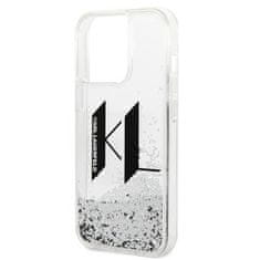 Karl Lagerfeld KLHCP14LLBKLCS hard silikonové pouzdro iPhone 14 PRO 6.1" silver Liquid Glitter Big KL