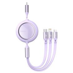 BASEUS Bright Mirror 3in1 kabel USB-C - micro USB / USB-C / Lightning PD 100W 1.2m, fialový