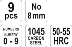 YATO Razidla číselná 8 mm 9 ks 0-9