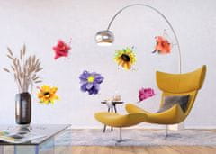 AG Design Samolepka na zeď, F 1058, Malované barevné květiny, 65x85 cm
