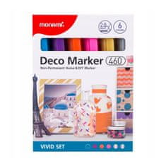 MONAMI MONAMI Deco Marker 460, 2mm, sada VIVID, 6ks, 20800015020