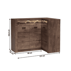 KONDELA Rohová komoda, jasan tmavý, INFINITY I-15