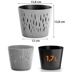 Prosperplast Květináč s vkladem SANDY ROUND Obal na květník 15,8 cm - Antracit