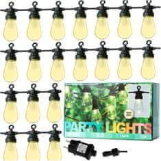 GARDEN LIGHTS Světelný řetěz LED PARTY LIGHTS Zahradní girlanda 20 žárovek LED, 12,5 m