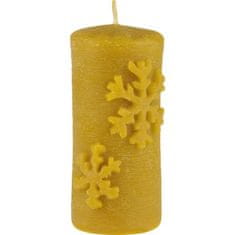 Ami Honey Přírodní svíčka ze včelího vosku Válec se sněhovými vločkami 110 mm