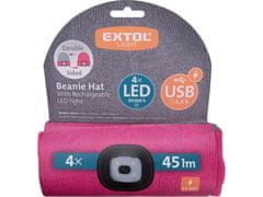 Extol Light Čepice s čelovkou 43197 čepice s čelovkou 4x45lm, nabíjecí, USB, světle šedá/růžová, oboustranná, univerzální velikost