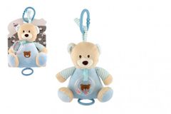 Teddies  Medvěd natahovací hrací strojek plyš 18x17cm modrý na kartě v sáčku 0+