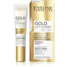 Eveline Gold Lift Expert 50+/70+ Luxusní zlatý zpevňující krém na kontury očí a rtů 15 ml