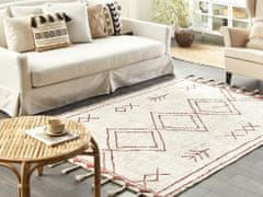 Beliani Bavlněný koberec 140 x 200 cm bílý/červený KENITRA