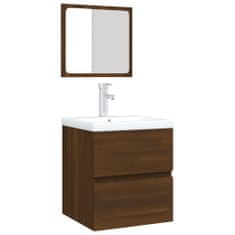 Vidaxl Koupelnová skříňka s umyvadlem a zrcadlem hnědý dub