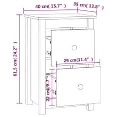 Greatstore Noční stolek bílý 40 x 35 x 61,5 cm masivní borové dřevo