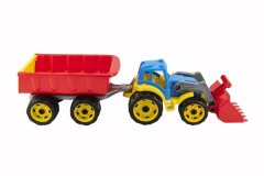 InnoVibe Traktor/nakladač/bagr s vlekem se lžící plast na volný chod 2 barvy v síťce 16x61x16cm